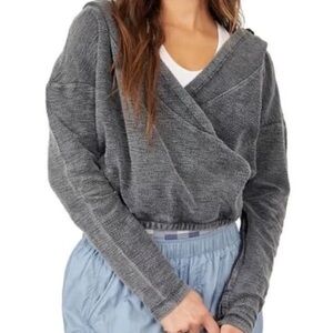 Free People Movement Criss Cross Hoodie Sweater Terrycloth Womens Size M